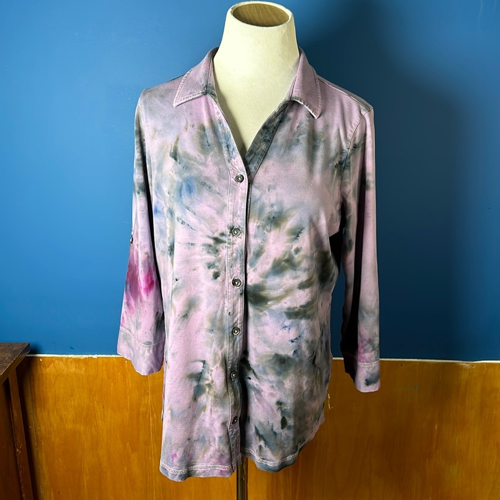 Tye dye button front shirt